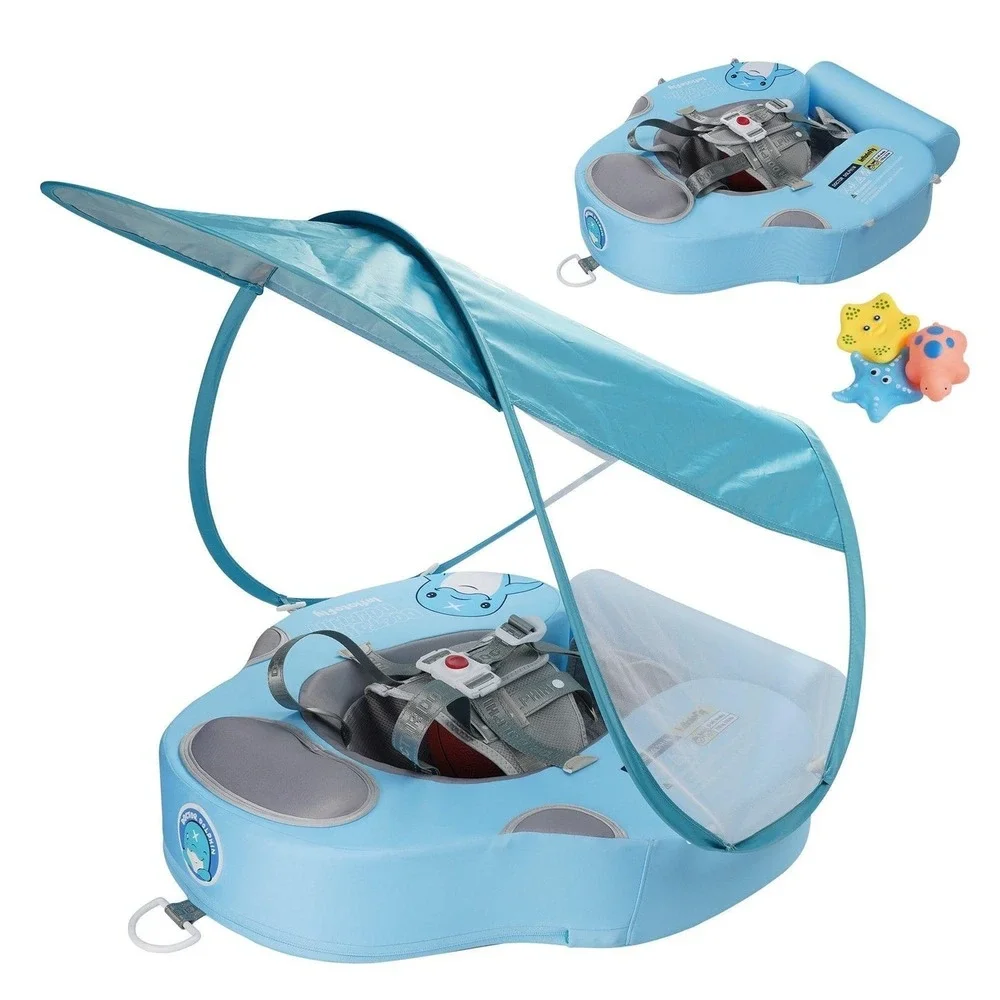 Doctor Dolphin Baby Swimming Ring Air-Free w/ Canopy & Safety Harness 3–24M NEW